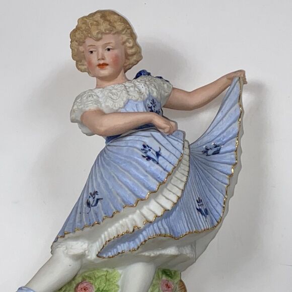 Antique Gebruder Heubach Large Bisque Dance Girl Figure Porcelain Colectivo - Picture 4 of 16